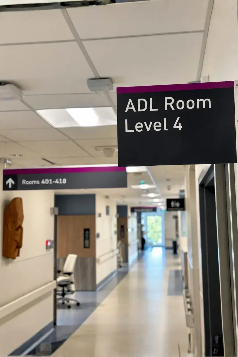 Interior wayfinding signage guiding visitors through Lions Gate Hospital
